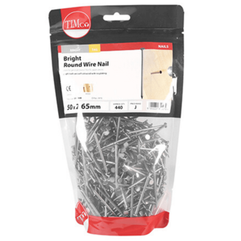 Timco Round Wire Nails Bright -  50 x 2.65mm (1kg)