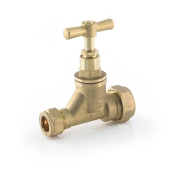 Yellow Brass Stopcock BS1010 C x C 15mm